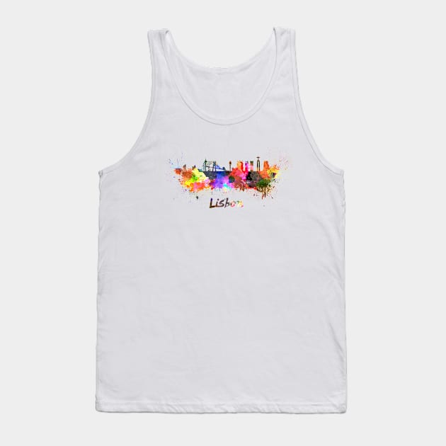 Lisbon skyline in watercolor Tank Top by PaulrommerArt